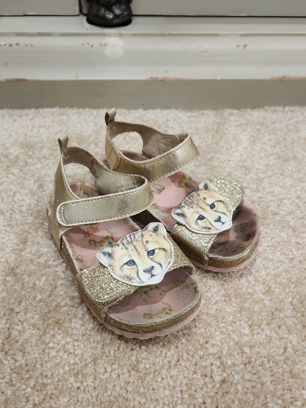H&M x Karolina Kijak Girls Gold Glitter Sandals Size EU 24/ US 7.5